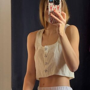 Urban Outfitters Textured Cream Top